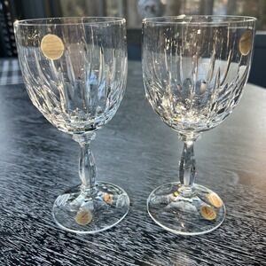 Pair Cristallerie Zwiesel Germany Echt Bleikristall 24% Crystal Wine Glass 6.5''